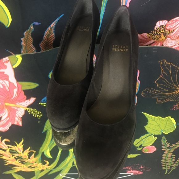 STUART WEITZMAN BROWN SUEDE PLATFORM PUMPS - Picture 2 of 7
